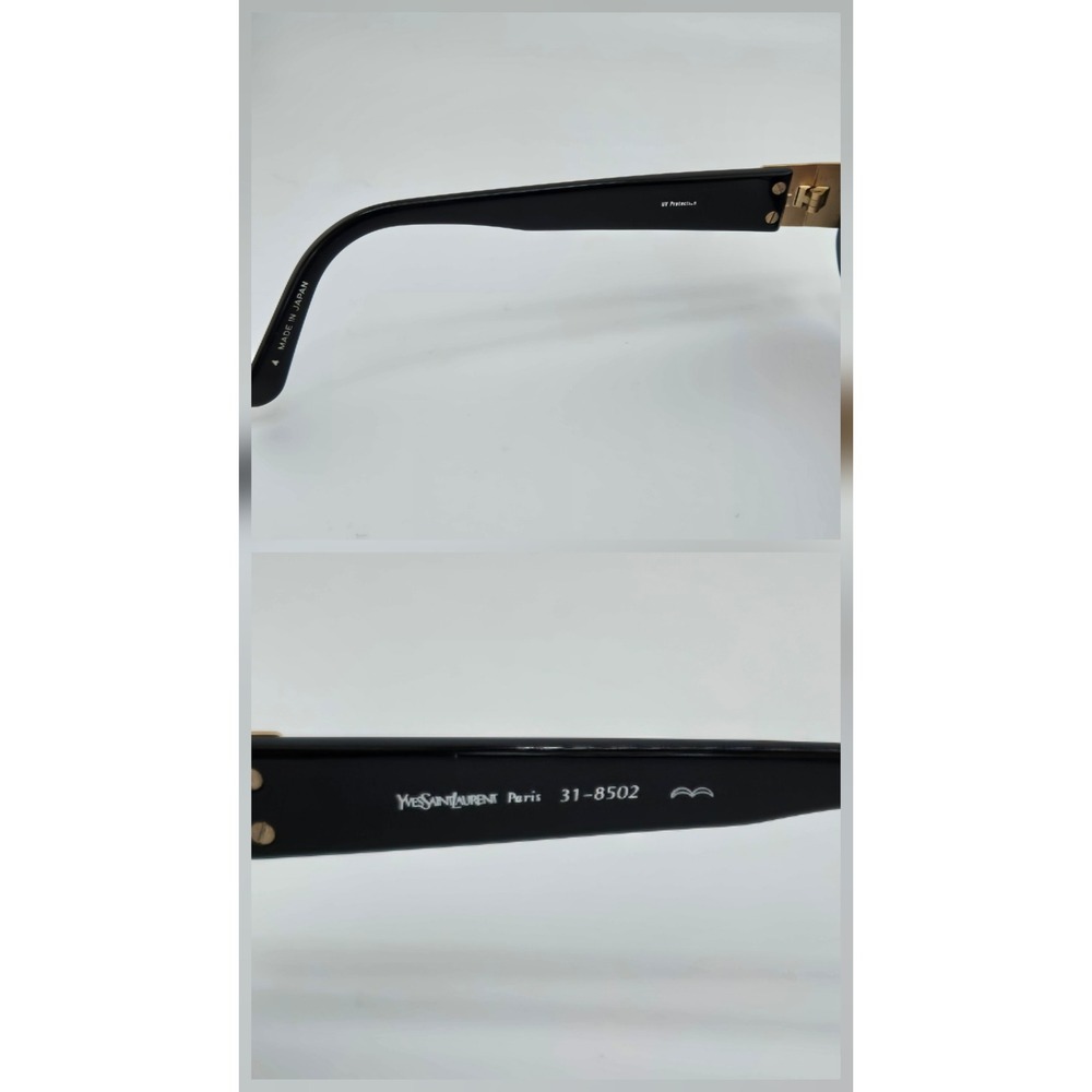 Yves Saint Laurent Vintage Sunglasses Black Gold YSL Logo Made in Japan - Picture 6 of 7